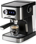 DOMO Hochleistungs-Espressomaschine 20 Bar mit Milchaufschäumer Edelstahl/Schwarz