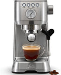 Solis Barista Perfetta Plus Espressoautomat, Halbautomatisch mit Milchaufschäumer, Programmierbar und abnehmbarer Wassertank, Heißwasser- & Dampffunktion, Silber